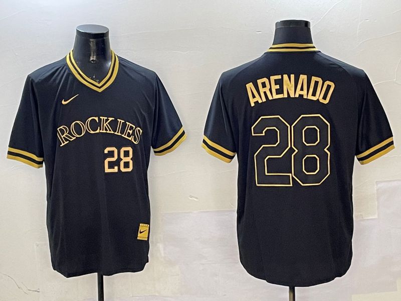 Men Colorado Rockies #28 Arenado Black Gold Game 2025 Nike MLB Jersey style 5->colorado rockies->MLB Jersey